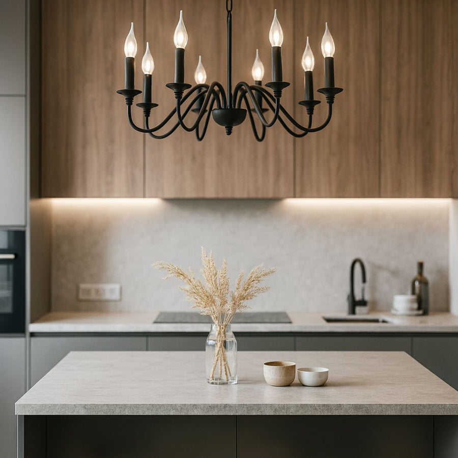 Żyrandol metalowy AVANT, 92cm, wahadłowy, okrągły, 8xE14, czarne żyrandole przemysłowe Domyślny tytuł Alessandro Design