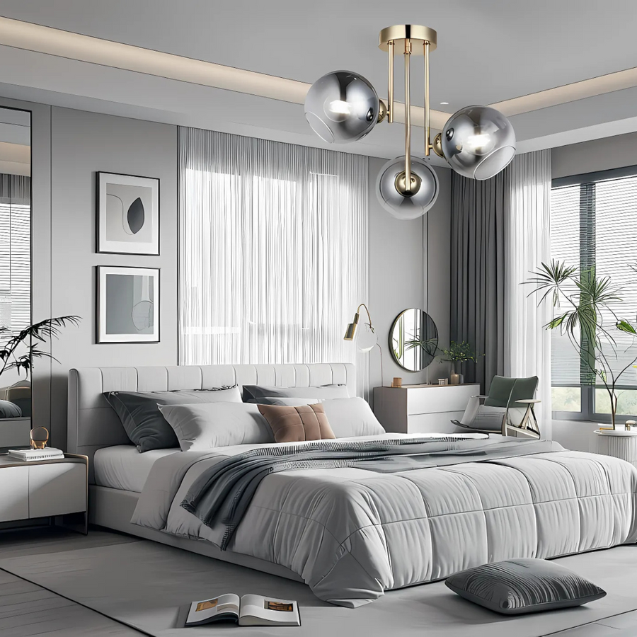 Nowoczesny żyrandol z żarówką MODUS, 3x E27, złoty, metalowy Żyrandole nowoczesne Domyślny tytuł Alessandro Design