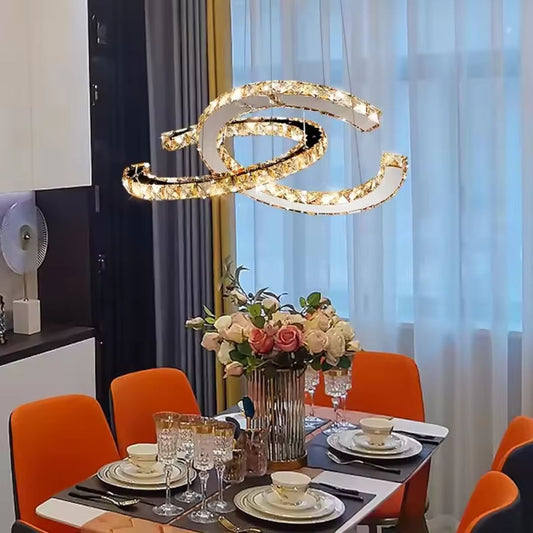 Zawieszany żyrandol LED z pilotem i kryształem PRISM ANTEA 57W, 2 koła, światło zimne/ciepłe/neutralne, możliwość przyciemniania, błyszczący chrom, regulowana wysokość Żyrandole LED z pilotem Domyślny tytuł Alessandro Design