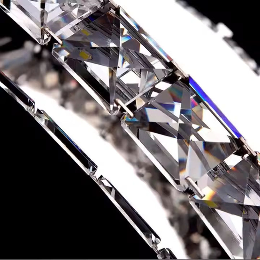 Zawieszany żyrandol LED z pilotem i kryształem PRISM ANTEA 57W, 2 koła, światło zimne/ciepłe/neutralne, możliwość przyciemniania, błyszczący chrom, regulowana wysokość Żyrandole LED z pilotem Domyślny tytuł Alessandro Design