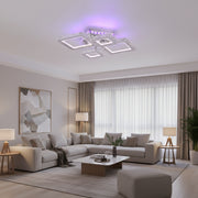 Żyrandol LED z pilotem i kryształem NOVA RHOMBA RGB 95W, 4 kwadraty, światło zimne/ciepłe/neutralne, możliwość przyciemniania, błyszczący chrom Żyrandole i kryształy LED Domyślny tytuł Alessandro Design