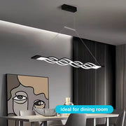 Zawieszany żyrandol LED z pilotem WAVE 89W, liniowy, światło zimne/ciepłe/neutralne, możliwość przyciemniania, czarny, żyrandole LED z regulacją wysokości z pilotem Domyślny tytuł Alessandro Design