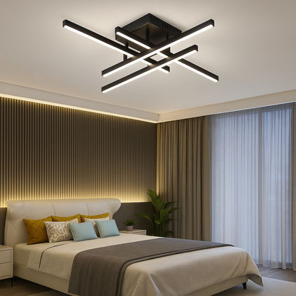 Żyrandol LED z pilotem LINEX, 52W, 4 elementy, liniowy, światło zimne/ciepłe/neutralne, możliwość przyciemniania, czarne Żyrandole LED z pilotem Domyślny tytuł Alessandro Design