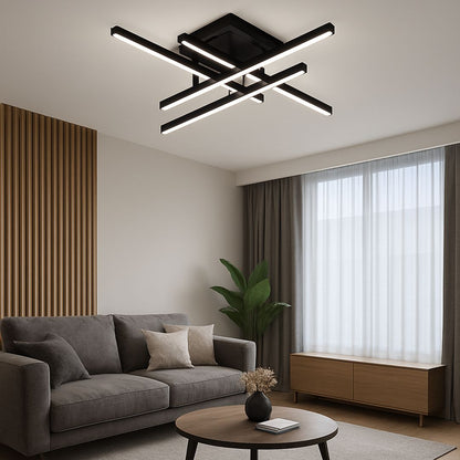 Żyrandol LED z pilotem LINEX, 52W, 4 elementy, liniowy, światło zimne/ciepłe/neutralne, możliwość przyciemniania, czarne Żyrandole LED z pilotem Domyślny tytuł Alessandro Design