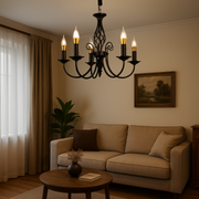 Żyrandol perłowy, 5xE14, 49x37cm, czarny, kryształowy żyrandol o regulowanej wysokości Domyślny tytuł Alessandro Design
