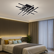 Żyrandol LED z pilotem LINEX, 108 W, 8 elementów, światło zimne/ciepłe/neutralne, możliwość przyciemniania, czarne Żyrandole LED z pilotem Domyślny tytuł Alessandro Design