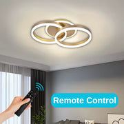 Żyrandol LED z pilotem RINOVA 41W, 2 koła, światło zimne/ciepłe/neutralne, możliwość przyciemniania, złoty Żyrandol LED z pilotem Domyślny tytuł Alessandro Design