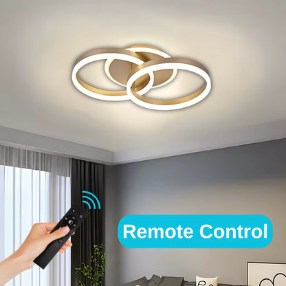 Żyrandol LED z pilotem RINOVA 41W, 2 koła, światło zimne/ciepłe/neutralne, możliwość przyciemniania, złoty Żyrandol LED z pilotem Domyślny tytuł Alessandro Design