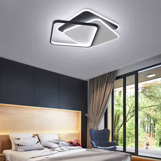 Żyrandol LED z pilotem OBLICO 120W, 3 kwadraty, światło zimne/ciepłe/neutralne, możliwość przyciemniania, czarne Żyrandole LED z pilotem Domyślny tytuł Alessandro Design