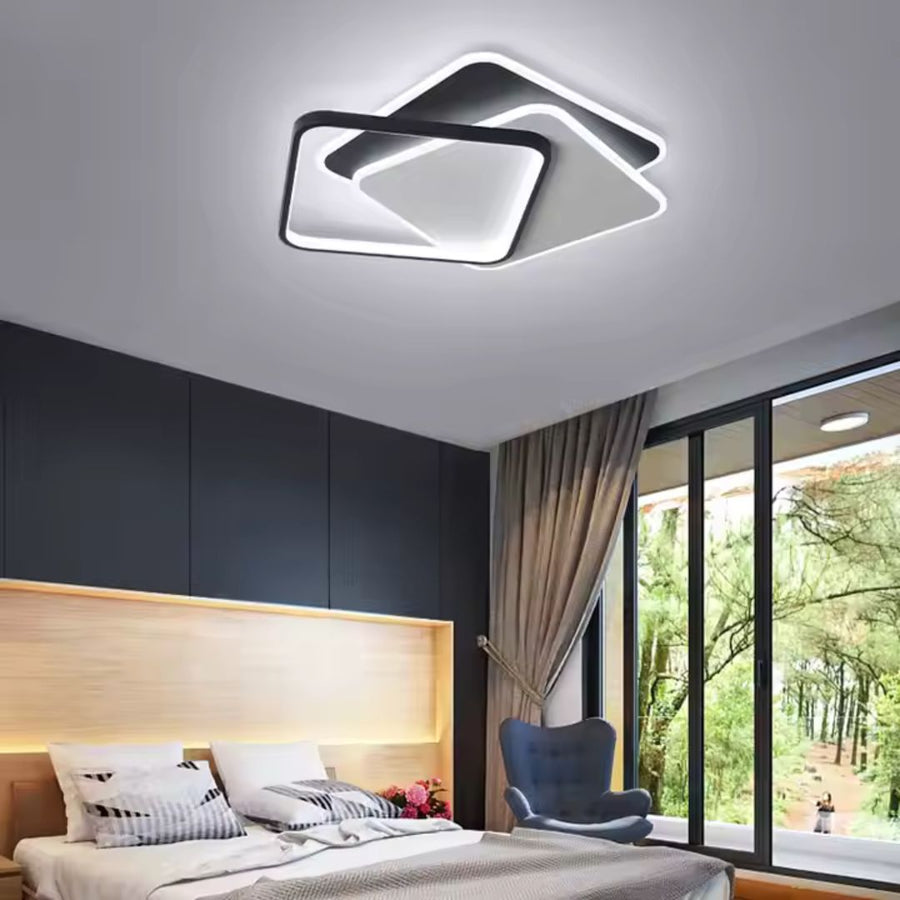 Żyrandol LED z pilotem OBLICO 120W, 3 kwadraty, światło zimne/ciepłe/neutralne, możliwość przyciemniania, czarne Żyrandole LED z pilotem Domyślny tytuł Alessandro Design