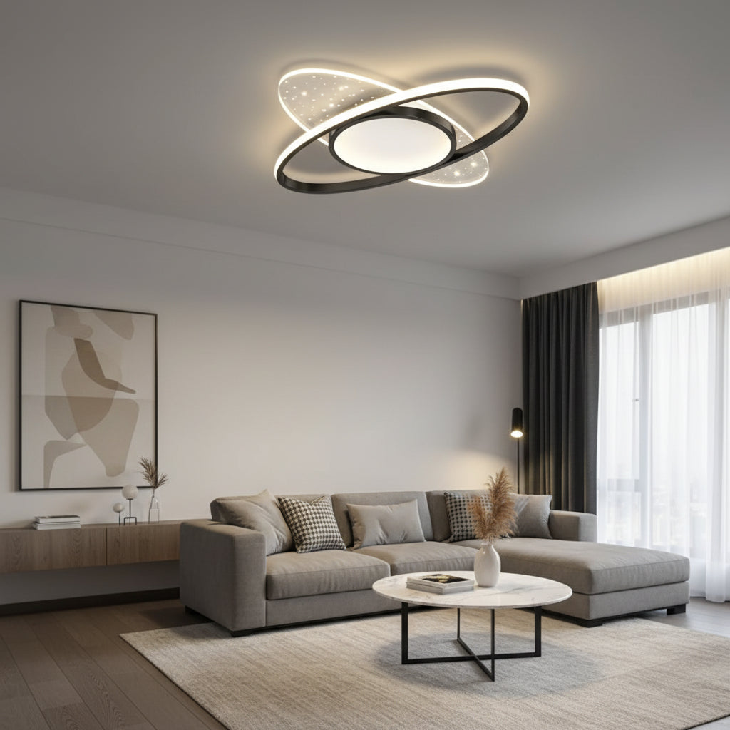 Żyrandol LED z pilotem VARIO 69W, owalny, światło zimne/ciepłe/neutralne, możliwość przyciemniania, czarne Żyrandole LED z pilotem Domyślny tytuł Alessandro Design