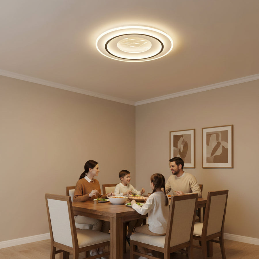 Żyrandol LED z pilotem LINEA 125W, Ø50cm, Okrągły, Światło Zimne/Ciepłe/Neutralne, Możliwość ściemniania, Czarny
