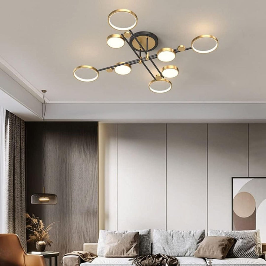 Lustra LED cu Telecomnda MARIA, 8 Elemente, 44W, Lumina Calda/Rece/Neutra, Dimabila, Auriu Lustre LED cu Telecomanda Default Title Alessandro Design