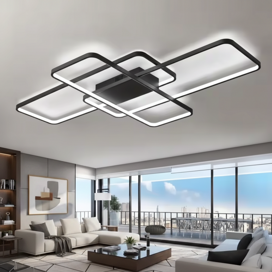 Żyrandol LED IANUSIS z pilotem 95 W, 3 elementy, światło zimne/ciepłe/neutralne, możliwość przyciemniania, czarne żyrandole LED z pilotem Domyślny tytuł Alessandro Design