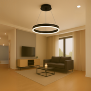 Zawieszany żyrandol LED z pilotem ANINA 34W, 1 koło, światło zimne/ciepłe/neutralne, możliwość przyciemniania, czarny, żyrandole LED z regulacją wysokości z pilotem Domyślny tytuł Alessandro Design
