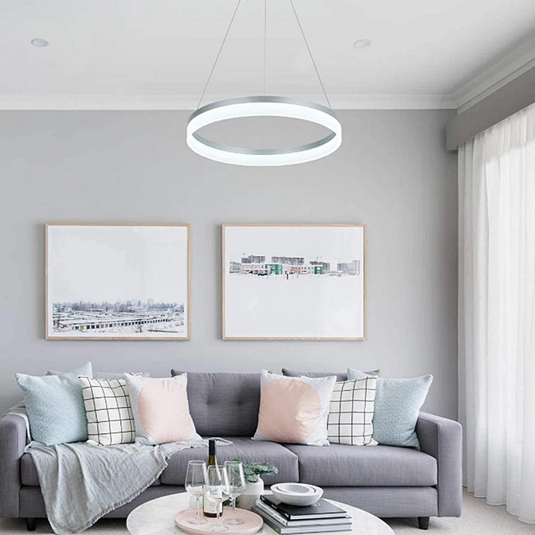 Żyrandol LED z pilotem ANINA 34W, światło zimne/ciepłe/neutralne, możliwość przyciemniania, biały, żyrandole LED z regulacją wysokości z pilotem Domyślny tytuł Alessandro Design