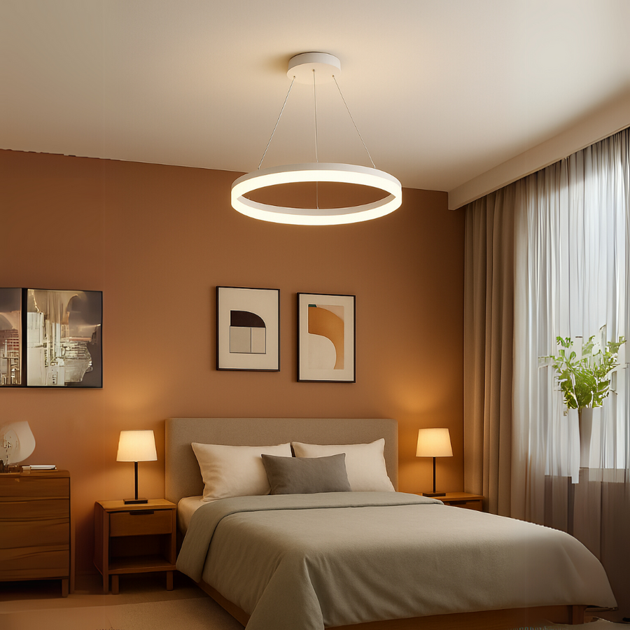 Żyrandol LED z pilotem ANINA 34W, światło zimne/ciepłe/neutralne, możliwość przyciemniania, biały, żyrandole LED z regulacją wysokości z pilotem Domyślny tytuł Alessandro Design