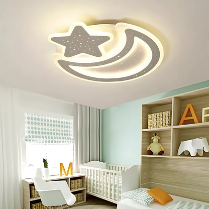 Żyrandol LED Nova z pilotem, 89 W, możliwość przyciemniania, kształt księżyca i gwiazdy, biały żyrandol LED z pilotem Domyślny tytuł Alessandro Design