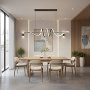 Zawieszany żyrandol LED z pilotem RIBBON 64W, liniowy, światło zimne/ciepłe/neutralne, możliwość przyciemniania, czarny, żyrandole LED z regulacją wysokości z pilotem Domyślny tytuł Alessandro Design