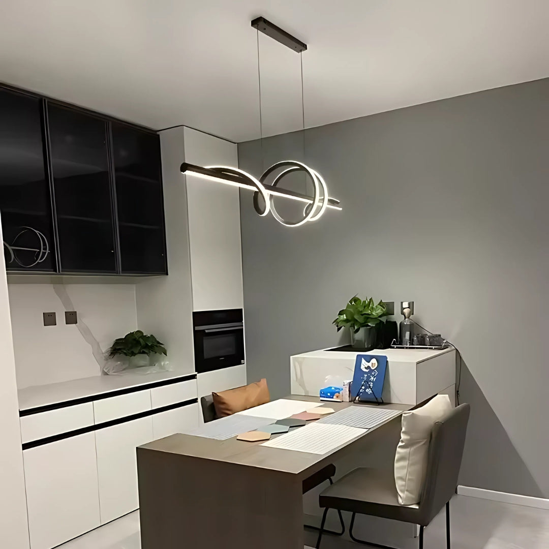 Zawieszany żyrandol LED z pilotem RIBBON 64W, liniowy, światło zimne/ciepłe/neutralne, możliwość przyciemniania, czarny, żyrandole LED z regulacją wysokości z pilotem Domyślny tytuł Alessandro Design