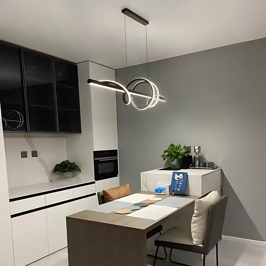 Zawieszany żyrandol LED z pilotem RIBBON 64W, liniowy, światło zimne/ciepłe/neutralne, możliwość przyciemniania, czarny, żyrandole LED z regulacją wysokości z pilotem Domyślny tytuł Alessandro Design