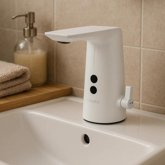 Bateria zlewozmywakowa z czujnikiem, mosiądz sanitarny, biały, RW-190WH Baterie łazienkowe Domyślny tytuł Alessandro Design