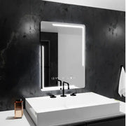 Prostokątne lustro LED, 60x80 cm, Rayonnement MotionGlow Marcello, system odmgławiania, zegar i termometr, przyciemniane lustra Marcello Domyślny tytuł Alessandro Design