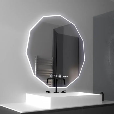 Lustro LED 70cm, czujnik POLIGON MotionGlow Marcello, system odmgławiania, zegar i termometr, Dimabila 084