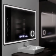 Prostokątne lustro LED, 120x80 cm, Souverain MotionGlow Marcello, system usuwania zamglenia, zegar i termometr, lupa kosmetyczna, przyciemniane lustra Marcello Domyślny tytuł Alessandro Design