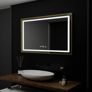 Prostokątne lustro LED, 100x80cm, Verite Royale Gold Motion Glow Marcello, system odmgławiania, zegar i termometr, przyciemniane lustra Marcello Domyślny tytuł Alessandro Design