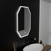 Wielokątne lustro LED, 60X80cm, czujnik światła Hexaluce Marcello MotionGlow, system usuwania zamglenia, zegar i termometr, lusterka Dimabila Marcello Domyślny tytuł Alessandro Design