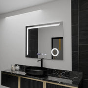 Prostokątne lustro LED, 100x80 cm, Precision MotionGlow Marcello, system usuwania zamglenia, zegar i termometr, lupa kosmetyczna, przyciemniane lustra Marcello Domyślny tytuł Alessandro Design