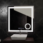 Prostokątne lustro LED, 80x80 cm, Souverain MotionGlow Marcello, system usuwania zamglenia, zegar i termometr, lupa kosmetyczna, przyciemniane lustra Marcello Domyślny tytuł Alessandro Design