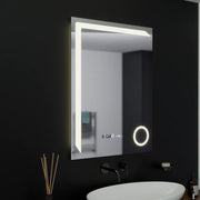 Prostokątne lustro LED, 60x80 cm, Precision MotionGlow Marcello, system usuwania zamglenia, zegar i termometr, lupa kosmetyczna, przyciemniane lustra Marcello Domyślny tytuł Alessandro Design