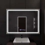 Prostokątne lustro LED, 120x80 cm, Verite Imperial Silver Motion Glow Marcello, system przeciwmgielny, zegar i termometr, przyciemniane lustra Marcello Domyślny tytuł Alessandro Design