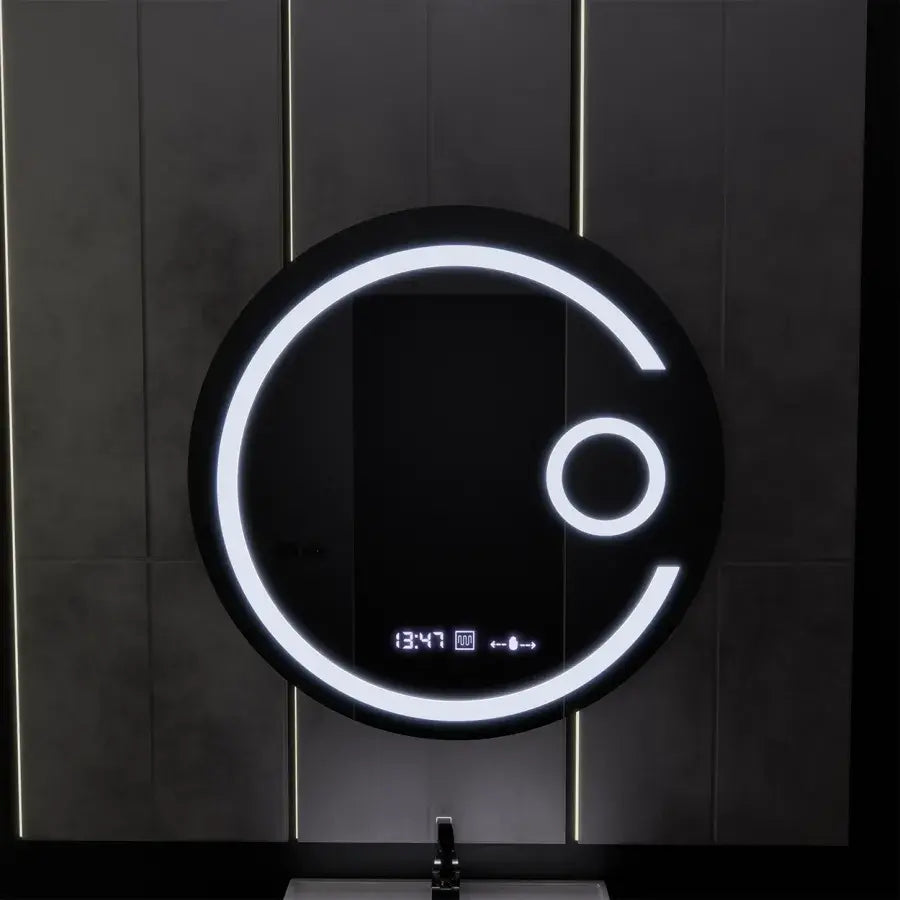 Okrągłe lustro LED, 60 cm, Visio MotionGlow Marcello, system usuwania zamglenia, zegar i termometr, lupa kosmetyczna, ściemniane lustra Marcello Domyślny tytuł Alessandro Design