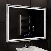 Prostokątne lustro LED, 80x60 cm, Verite Imperial Silver Motion Glow Marcello, system przeciwmgielny, zegar i termometr, przyciemniane lustra Marcello Domyślny tytuł Alessandro Design