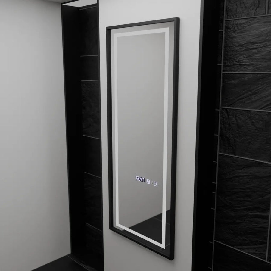 Prostokątne lustro LED, 60x150 cm, czujnik radarowy Bianca Marcello, system odmgławiania, zegar i termometr, Dimabila, lustra Dressing Couture Domyślny tytuł Alessandro Design