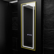 Prostokątne lustro LED, 45x140 cm, czujnik radarowy Elena Marcello, system przeciwmgielny, zegar i termometr, Dimabila, lustra Dressing Couture Domyślny tytuł Alessandro Design