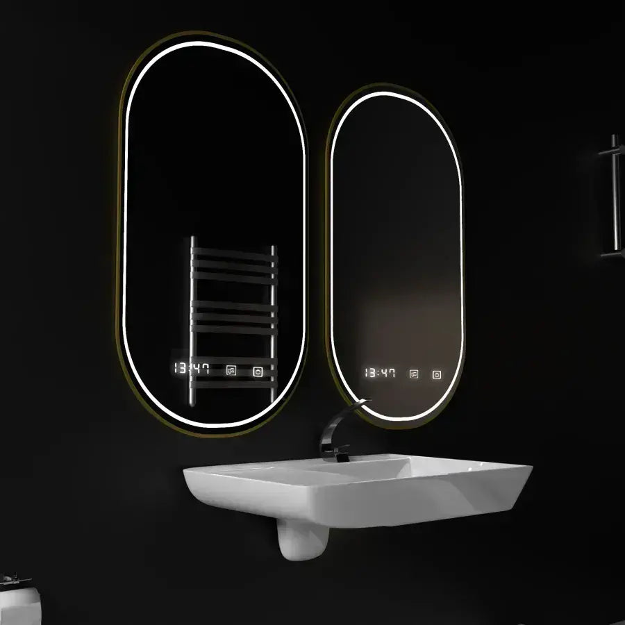 Owalne lustro LED, 50x80 cm, czujnik Roven Marcello MotionGlow, system odmgławiania, zegar i termometr, przyciemniane lustra Marcello Domyślny tytuł Alessandro Design