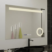 Prostokątne lustro LED, 120x80cm, ABSOLU MotionGlow Marcello, system odmgławiania, zegar i termometr, lupa kosmetyczna, przyciemniane lustra Marcello Domyślny tytuł Alessandro Design