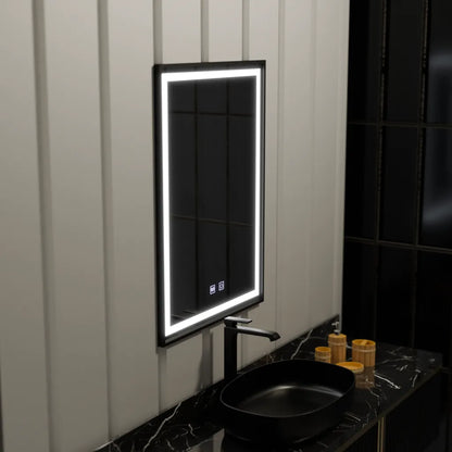 Prostokątne lustro LED 60x90cm EDGE Touch Demister System, lustra z czarną ramką Korman E Domyślny tytuł Alessandro Design
