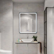 Prostokątne lustro LED 70x90cm EDGE Touch Demister System, lustra z czarną ramką Korman E Domyślny tytuł Alessandro Design