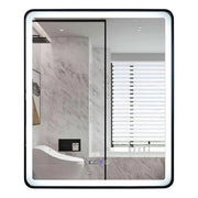 Prostokątne lustro LED 70x90cm EDGE Touch Demister System, lustra z czarną ramką Korman E Domyślny tytuł Alessandro Design