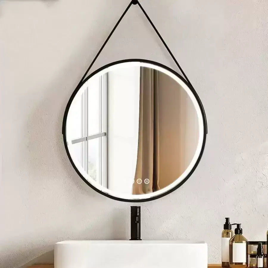 Okrągłe lustro LED, 60 cm, Celeste Majeste Noir Eleve MotionGlow Marcello, system odparowywania, zegar i termometr, przyciemniane lustra Marcello Domyślny tytuł Alessandro Design