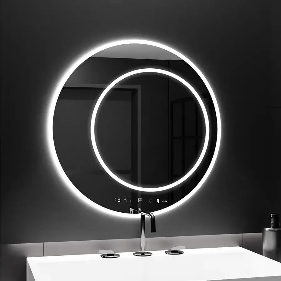 Okrągłe lustro LED, 60 cm, July Touch Marcello, system odmgławiania, zegar i termometr, lusterka Dimabila Marcello Domyślny tytuł Alessandro Design