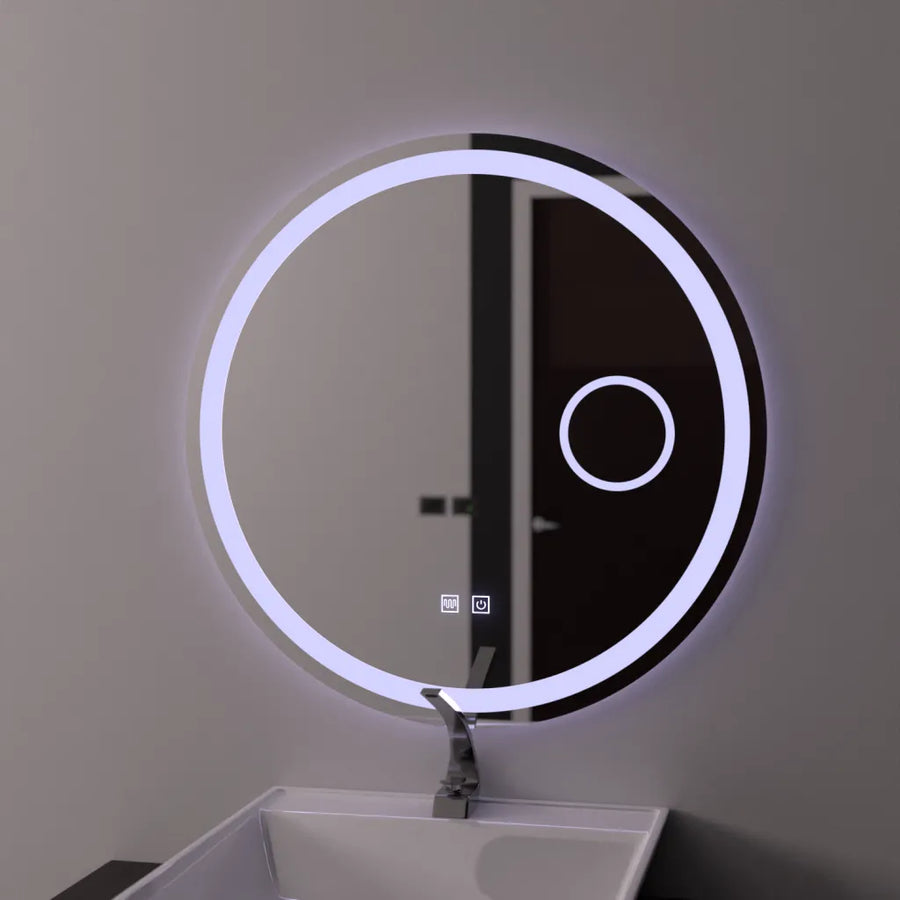 Okrągłe lustro LED 70 cm, dotykowy Luxor, system odmgławiania, przyciemniane lustro łazienkowe z diodą LED i odmgławiaczem Domyślny tytuł Alessandro Design