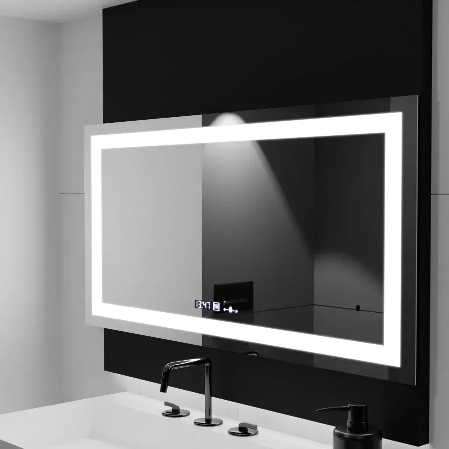 Prostokątne lustro LED, 160x80cm, Verite MotionGlow Marcello, system odmgławiania, zegar i termometr, przyciemniane lustra Marcello Domyślny tytuł Alessandro Design