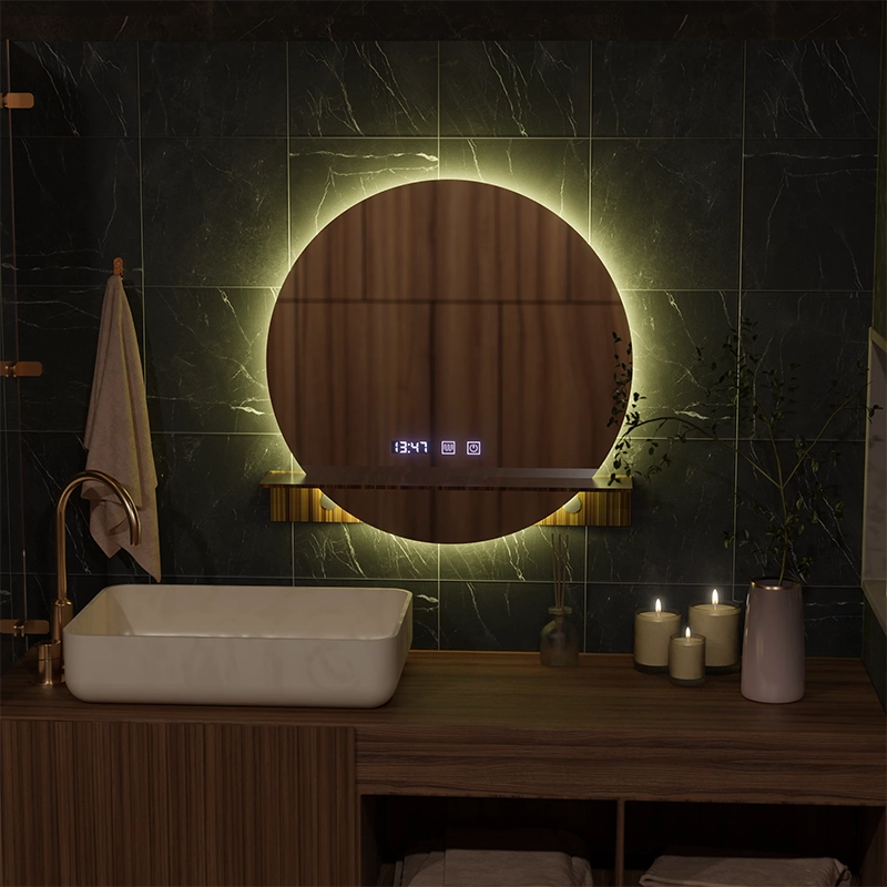 Lustro LED Touch Alfred System odmgławiania, zegar i temperatura 60x60 cm Ze zintegrowanymi lusterkami pomocniczymi Korman S Domyślny tytuł Alessandro Design