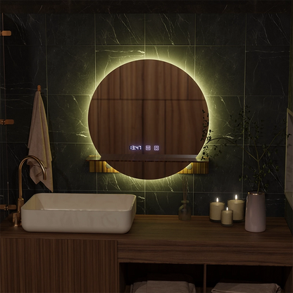 Lustro LED Touch Alfred System odmgławiania, zegar i temperatura 60x60 cm Ze zintegrowanymi lusterkami pomocniczymi Korman S Domyślny tytuł Alessandro Design